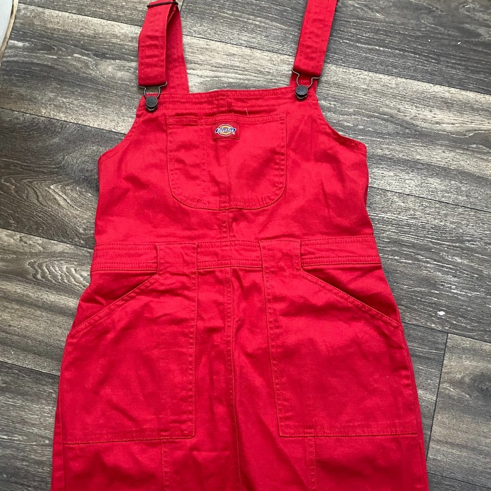 Red Dickies Overalls with Skirt Bottom